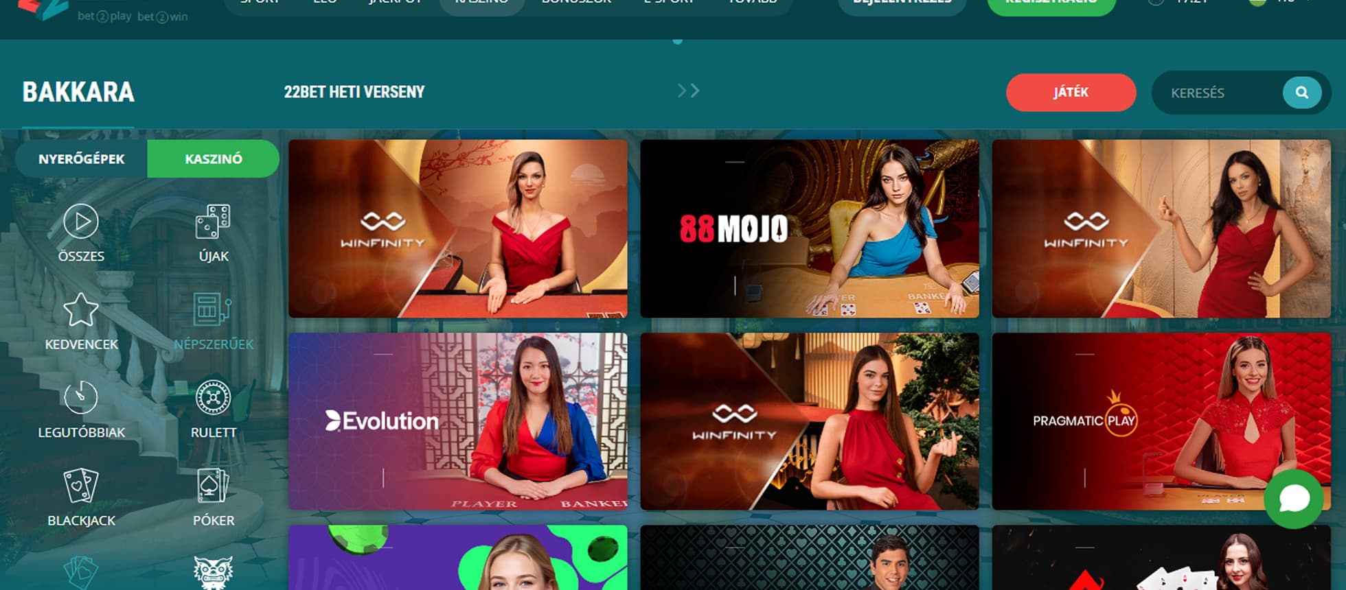 22Bet Élő Krupiék